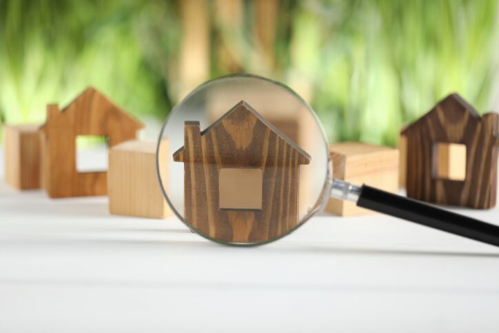 House viewed through a magnifying glass.